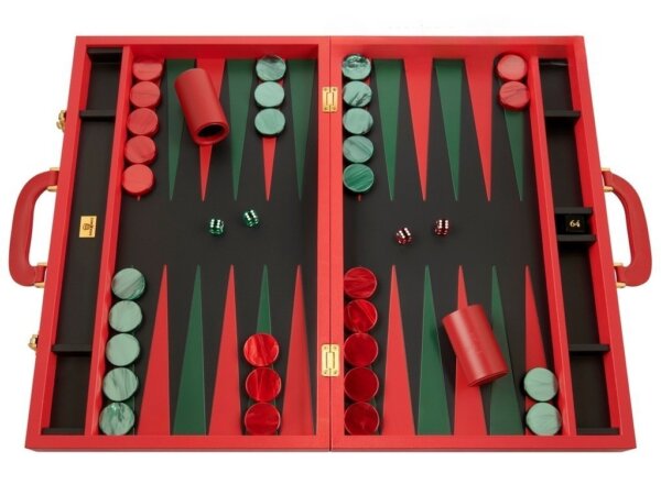 Zaza & Sacci® Leather Backgammon Set - Model ZS-612 - Large - Red