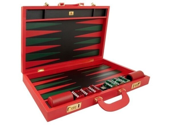 Zaza & Sacci® Leather Backgammon Set - Model ZS-612 - Large - Red - Image 2