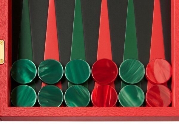 Zaza & Sacci® Leather Backgammon Set - Model ZS-612 - Large - Red - Image 3