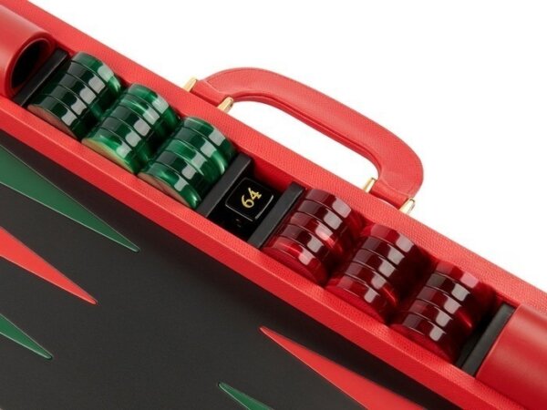 Zaza & Sacci® Leather Backgammon Set - Model ZS-612 - Large - Red - Image 5