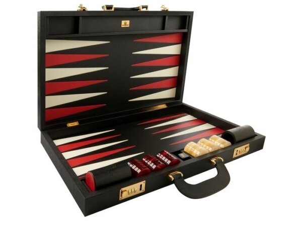 Zaza & Sacci® Leather Backgammon Set - Model ZS-612 - Large - Red and Black - Image 2