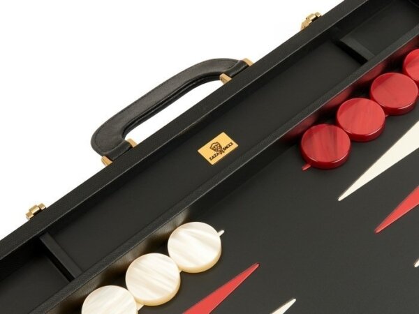 Zaza & Sacci® Leather Backgammon Set - Model ZS-612 - Large - Red and Black - Image 4
