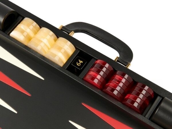 Zaza & Sacci® Leather Backgammon Set - Model ZS-612 - Large - Red and Black - Image 5