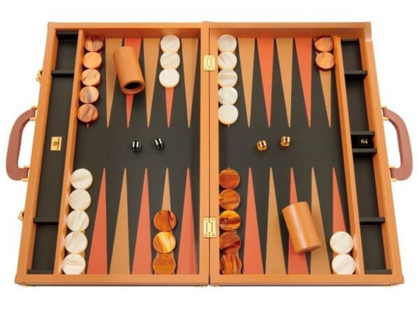 Zaza & Sacci® Leather Backgammon Set - Model ZS-888 - Large - Brown
