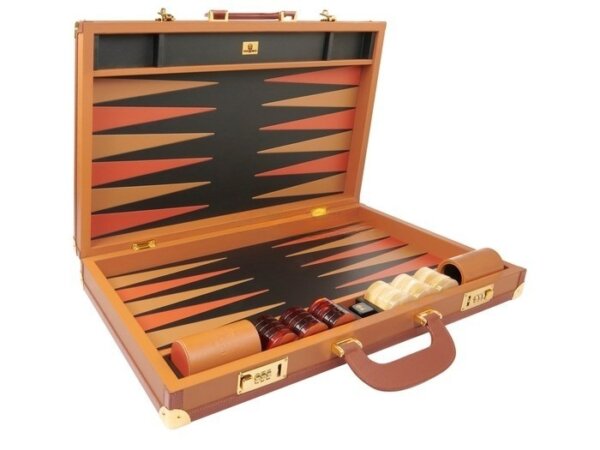 Zaza & Sacci® Leather Backgammon Set - Model ZS-888 - Large - Brown - Image 2