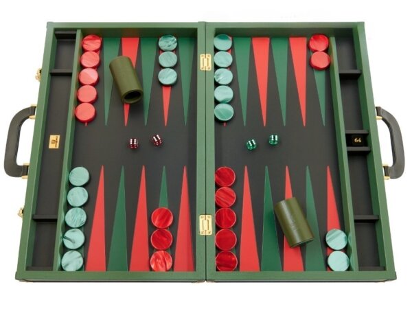 Zaza & Sacci® Leather Backgammon Set - Model ZS-888 - Large - Green