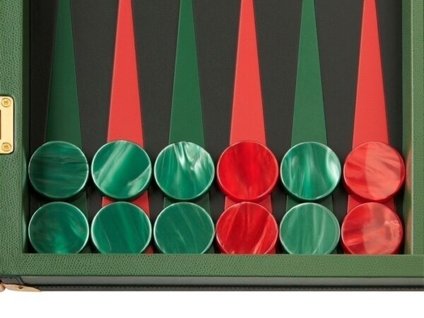 Zaza & Sacci® Leather Backgammon Set - Model ZS-888 - Large - Green - Image 3