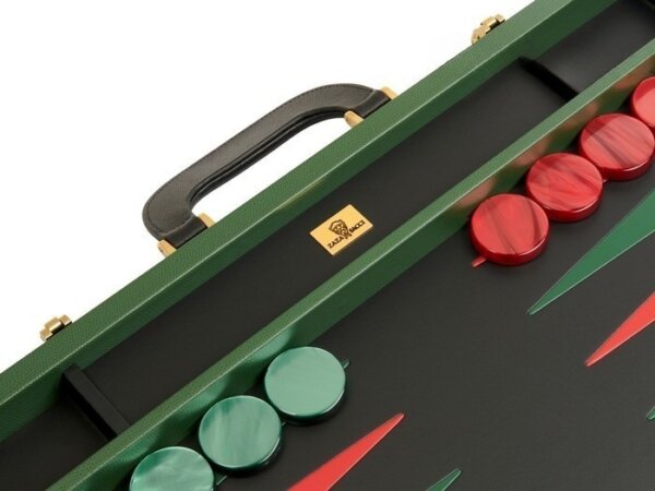 Zaza & Sacci® Leather Backgammon Set - Model ZS-888 - Large - Green - Image 4