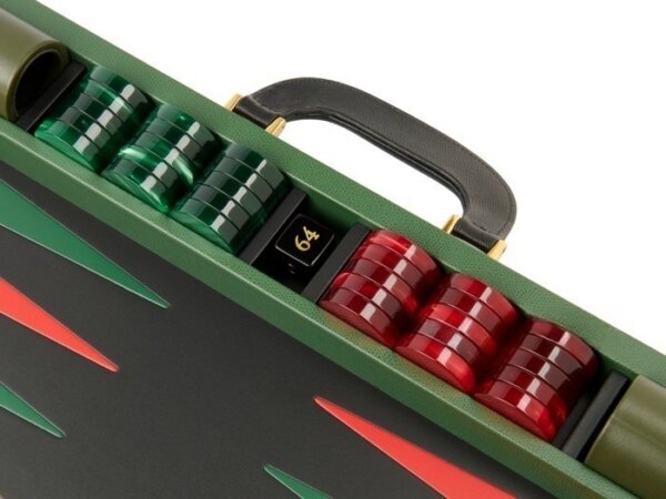 Zaza & Sacci® Leather Backgammon Set - Model ZS-888 - Large - Green - Image 5