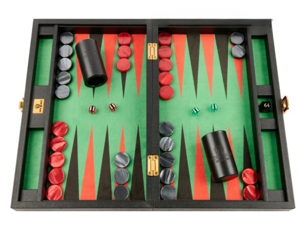 Zaza & Sacci® Leather/Microfiber Backgammon Set - Model ZS-305 - Small - Black