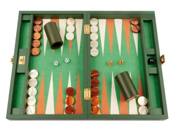Zaza & Sacci® Leather/Microfiber Backgammon Set - Model ZS-305 - Small - Green