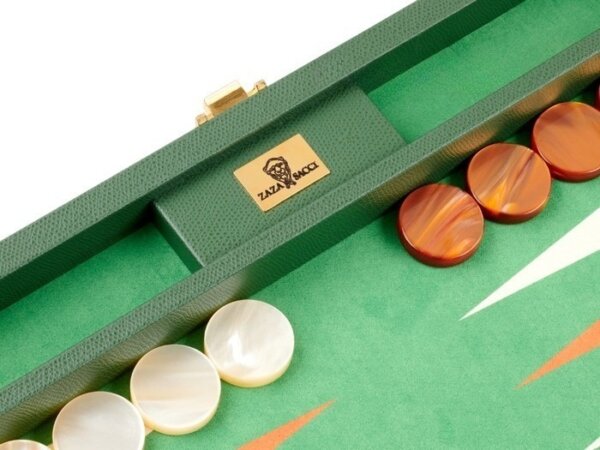 Zaza & Sacci® Leather/Microfiber Backgammon Set - Model ZS-305 - Small - Green - Image 4