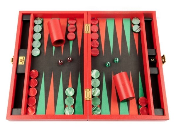 Zaza & Sacci® Leather/Microfiber Backgammon Set - Model ZS-305 - Small - Red