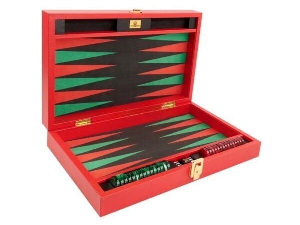 Zaza & Sacci® Leather/Microfiber Backgammon Set - Model ZS-305 - Small - Red - Image 2