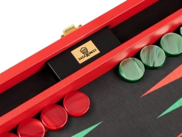 Zaza & Sacci® Leather/Microfiber Backgammon Set - Model ZS-305 - Small - Red - Image 4