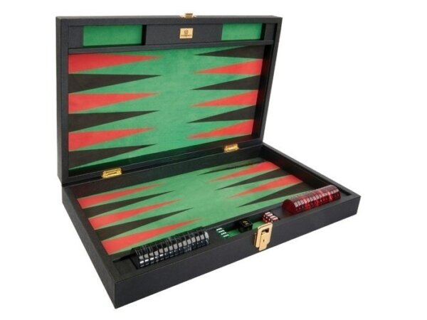 Zaza & Sacci® Leather/Microfiber Backgammon Set - Model ZS-425 - Black - Image 2