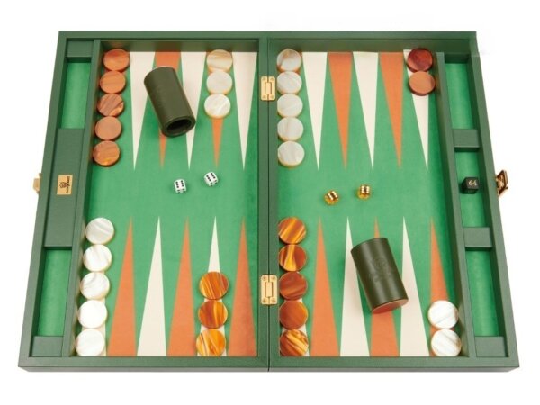 Zaza & Sacci® Leather/Microfiber Backgammon Set - Model ZS-425 - Green