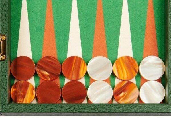 Zaza & Sacci® Leather/Microfiber Backgammon Set - Model ZS-425 - Green - Image 3