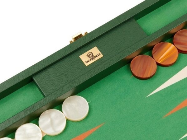 Zaza & Sacci® Leather/Microfiber Backgammon Set - Model ZS-425 - Green - Image 4