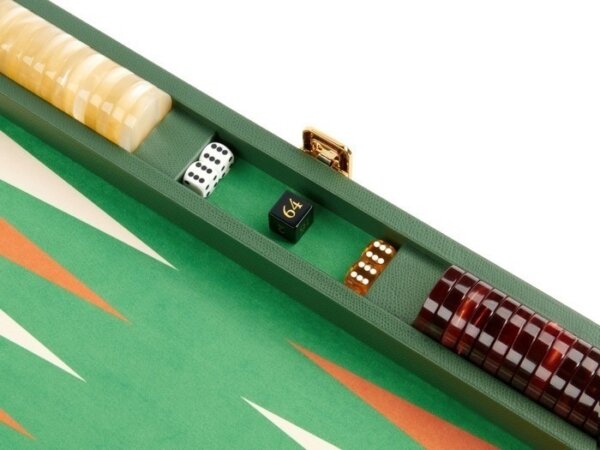 Zaza & Sacci® Leather/Microfiber Backgammon Set - Model ZS-425 - Green - Image 5