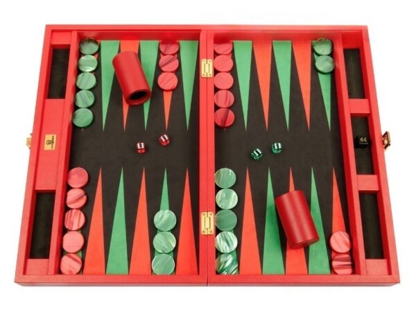 Zaza & Sacci® Leather/Microfiber Backgammon Set - Model ZS-425 - Red