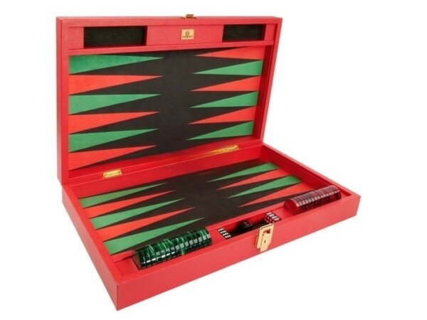 Zaza & Sacci® Leather/Microfiber Backgammon Set - Model ZS-425 - Red - Image 2