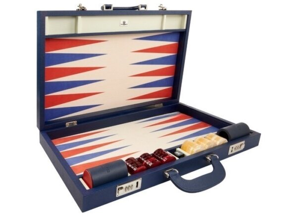 Zaza & Sacci® Leather/Microfiber Backgammon Set - Model ZS-760 - Large - Blue - Image 2