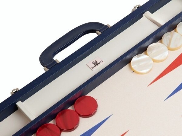 Zaza & Sacci® Leather/Microfiber Backgammon Set - Model ZS-760 - Large - Blue - Image 4