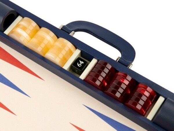 Zaza & Sacci® Leather/Microfiber Backgammon Set - Model ZS-760 - Large - Blue - Image 5