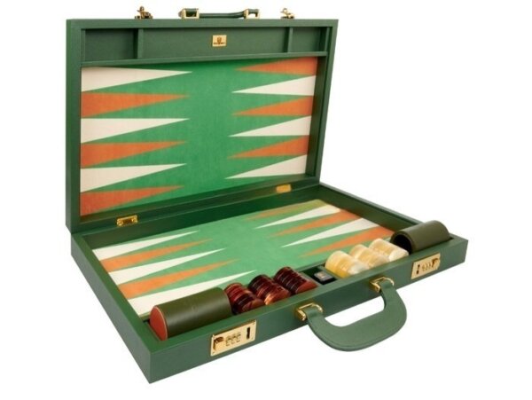 Zaza & Sacci® Leather/Microfiber Backgammon Set - Model ZS-760 - Large - Green - Image 2