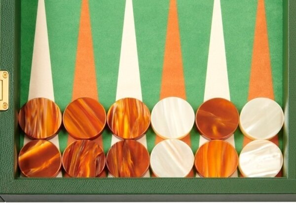 Zaza & Sacci® Leather/Microfiber Backgammon Set - Model ZS-760 - Large - Green - Image 3