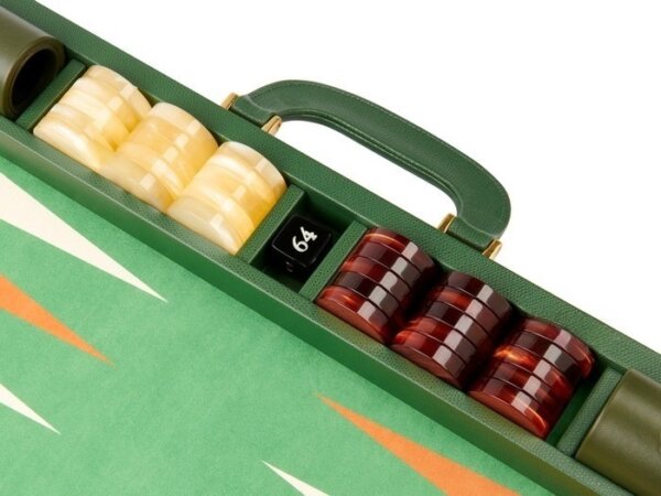 Zaza & Sacci® Leather/Microfiber Backgammon Set - Model ZS-760 - Large - Green - Image 5