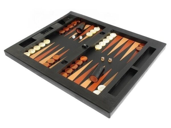 Zaza & Sacci® Leather Table Top Backgammon Set - Black Lizard - Image 2