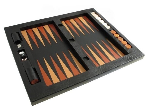 Zaza & Sacci® Leather Table Top Backgammon Set - Black Lizard - Image 6