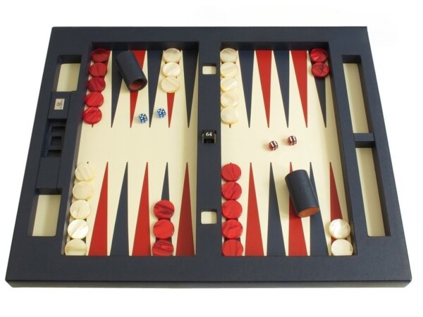 Zaza & Sacci® Leather Table Top Backgammon Set - Blue