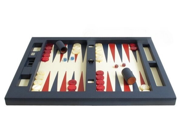 Zaza & Sacci® Leather Table Top Backgammon Set - Blue - Image 2