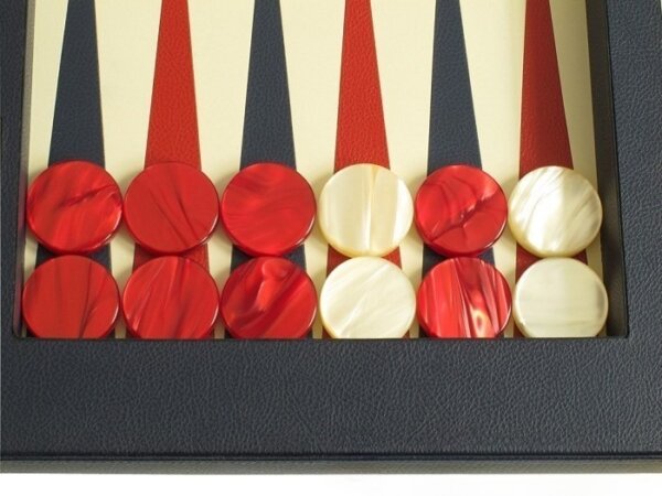 Zaza & Sacci® Leather Table Top Backgammon Set - Blue - Image 3