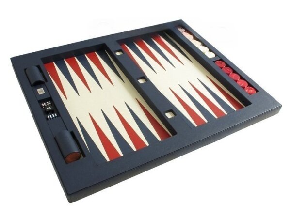 Zaza & Sacci® Leather Table Top Backgammon Set - Blue - Image 6