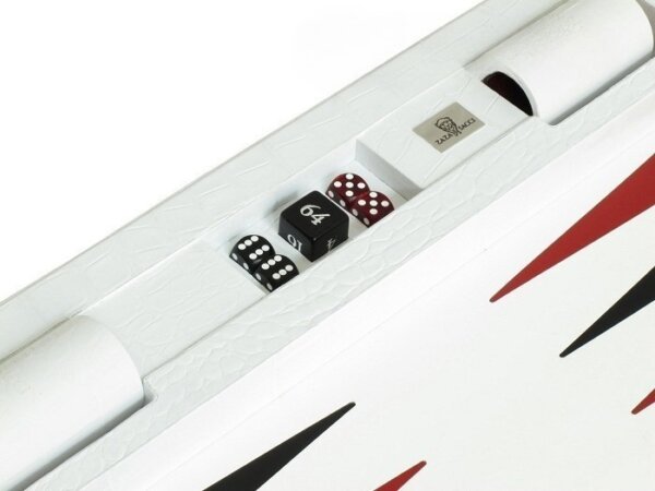 Zaza & Sacci® Leather Table Top Backgammon Set - White Croco - Image 4
