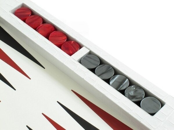 Zaza & Sacci® Leather Table Top Backgammon Set - White Croco - Image 5