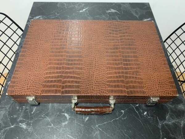 Long Size Backgammon Board Brown Croco - Image 6