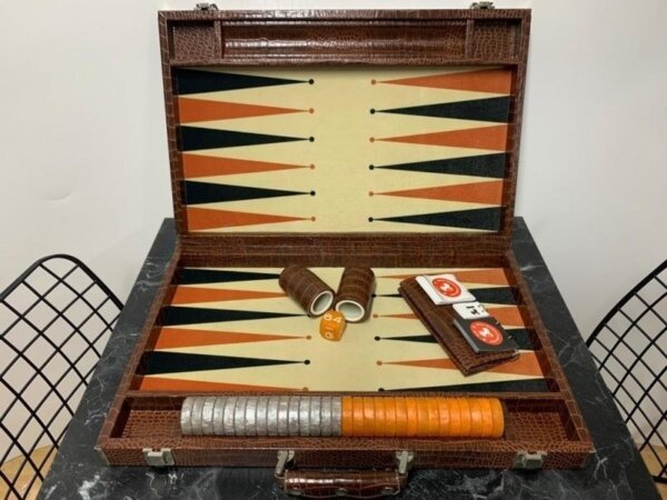 Long Size Backgammon Board Brown Croco