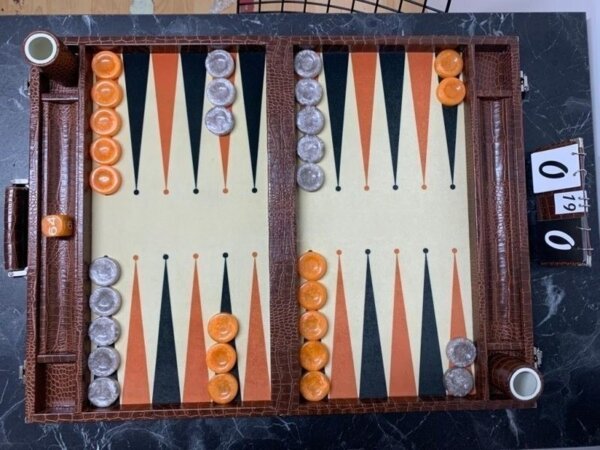 Long Size Backgammon Board Brown Croco - Image 2