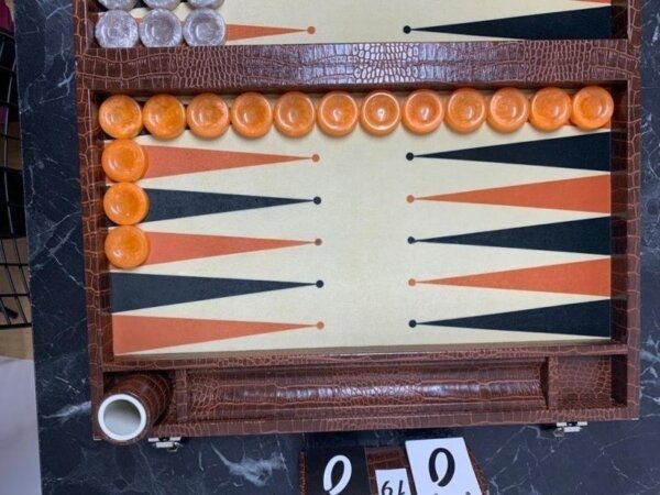 Long Size Backgammon Board Brown Croco - Image 4