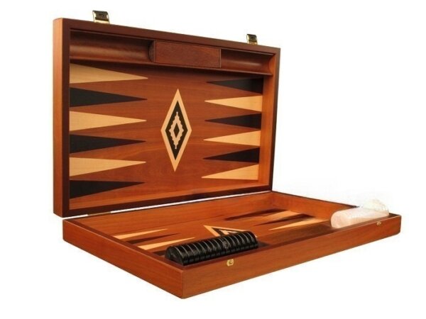 Mahogany Backgammon Set - Large - Black - Image 2