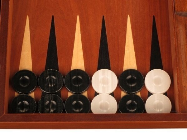 Mahogany Backgammon Set - Large - Black - Image 3