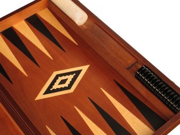 Mahogany Backgammon Set - Large - Black - Image 4