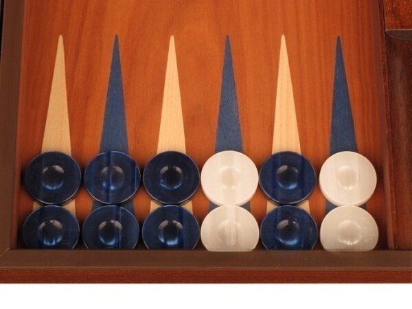 Mahogany Backgammon Set - Large - Blue - Image 3
