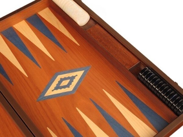 Mahogany Backgammon Set - Large - Blue - Image 4