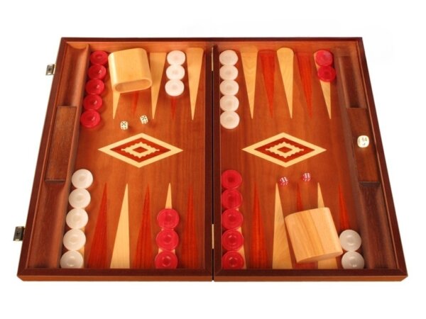Mahogany Backgammon Set - Large - Red